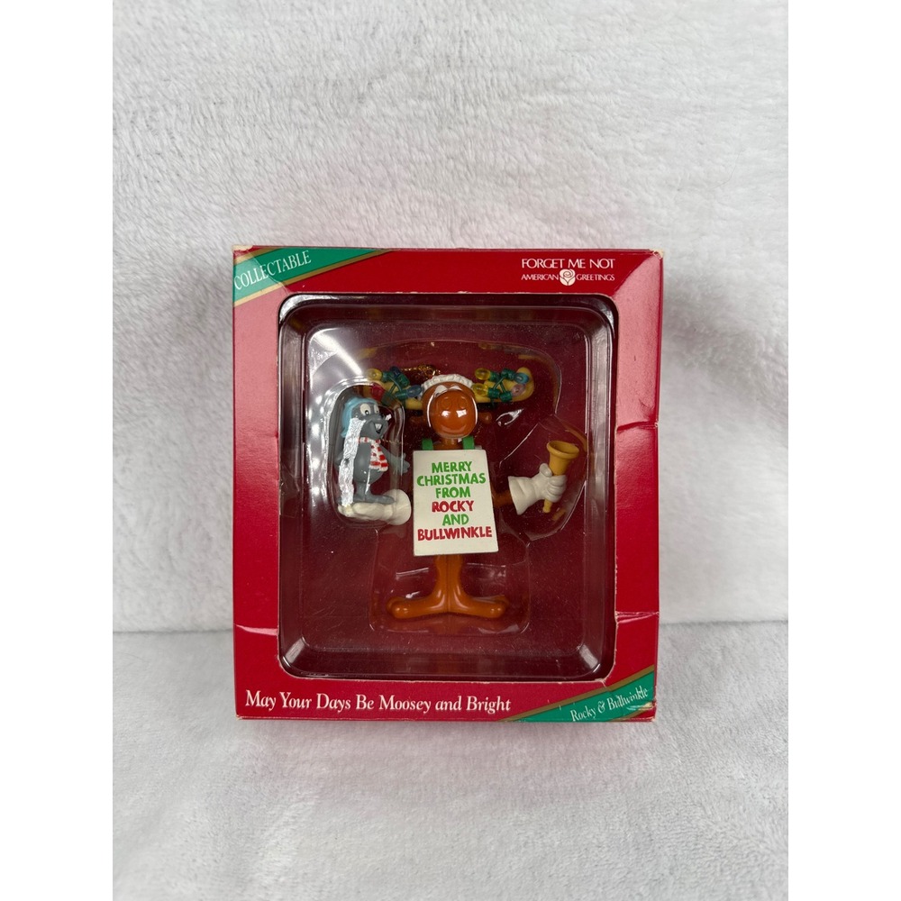 Vintage 1996 American Greetings Rocky and Bullwinkle Ornament OS Brown NIB